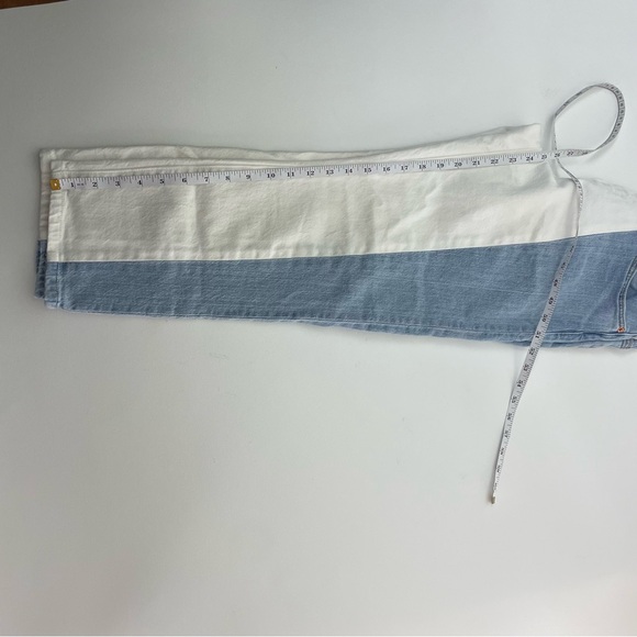 Levi's 501 Jeans Womens Taper Cropped Spliced Ankle Two Tone Button Fly Size 34 - Picture 7 of 8